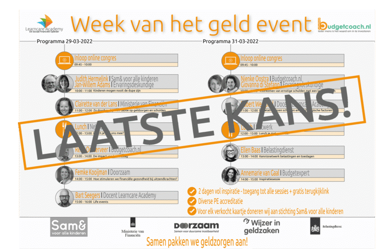 Laatste kans op tickets voor het event in de Week van het Geld – Samen pakken we geldzorgen aan